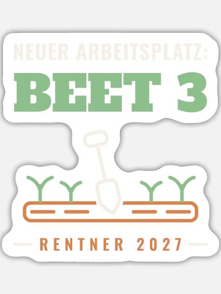Rentner 2027 Garten - Sticker Größe L (20 x 20 cm) - Mattweiß