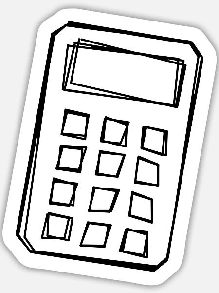 Taschenrechner handgezeichnet - Sticker Größe L (20 x 20 cm) - Mattweiß