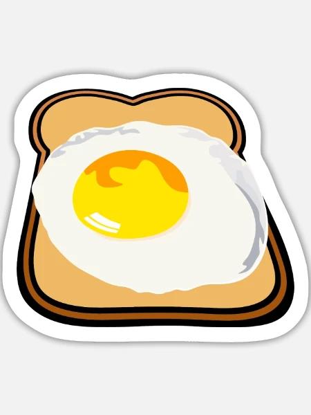 Spiegelei Toast - Sticker Größe L (20 x 20 cm) - Mattweiß
