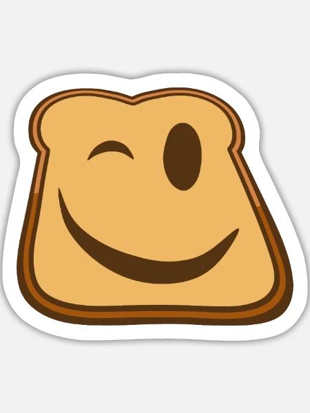 Winkender Toast Emoji - Sticker Größe L (20 x 20 cm) - Mattweiß