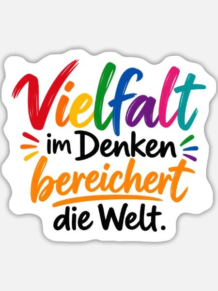 Vielfalt im Denken - Sticker Größe L (20 x 20 cm) - Mattweiß
