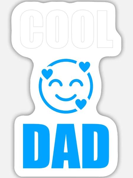 Cooles Papa-Emoji mit Herzen - Sticker Größe L (20 x 20 cm) - Mattweiß