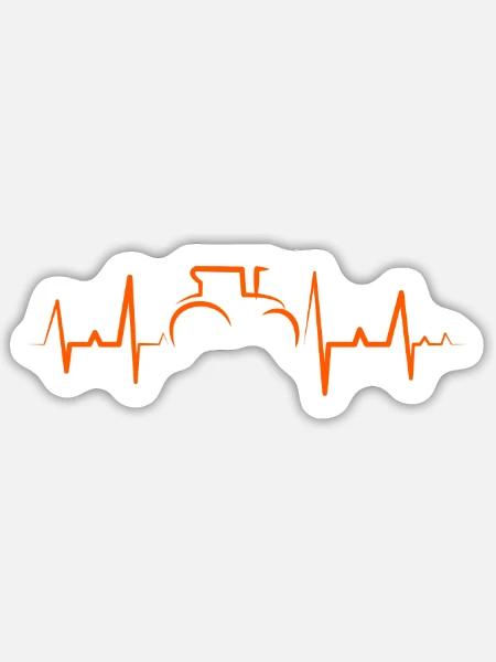 Traktor Herzschlag Bauernhof - Sticker Größe L (20 x 20 cm) - Mattweiß