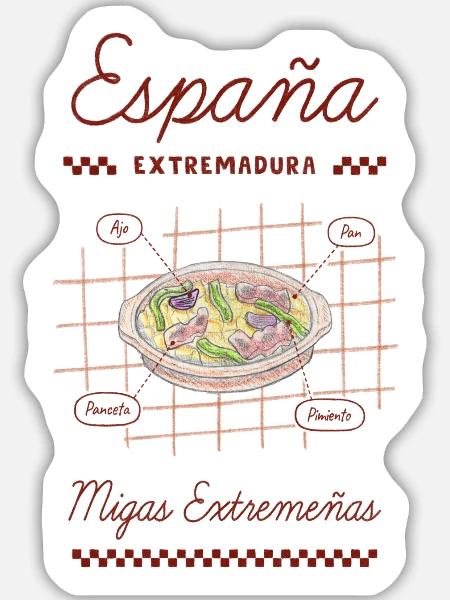 Migas Extremeñas - Sticker Größe L (20 x 20 cm) - Mattweiß