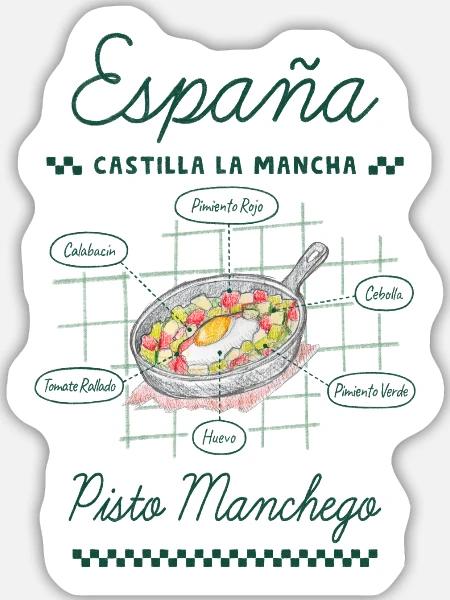 Pisto Manchego - Sticker Größe L (20 x 20 cm) - Mattweiß