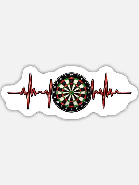 Herzschlag trifft Dartboard - Sticker Größe L (20 x 20 cm) - Mattweiß