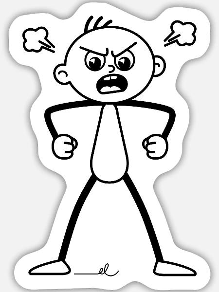 Wütender, erboster Strichel : Totaler Fehlalarm! - Sticker Größe L (20 x 20 cm) - Mattweiß