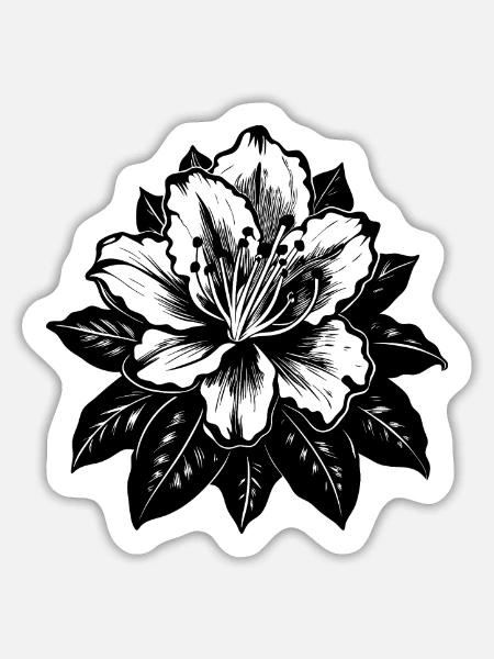 Rhododendronblüte - Sticker Größe L (20 x 20 cm) - Mattweiß