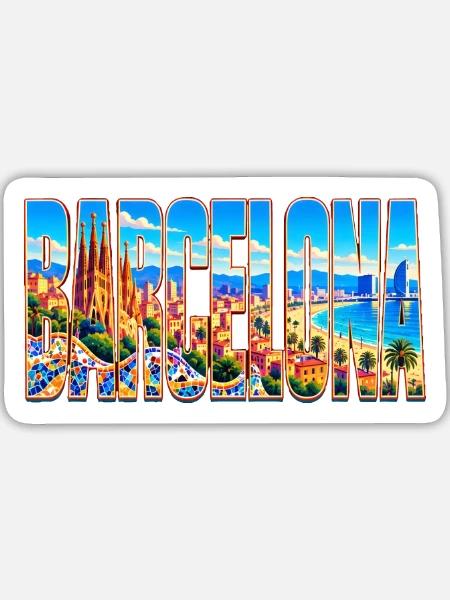 Barcelona-33cm - Sticker Größe L (20 x 20 cm) - Mattweiß