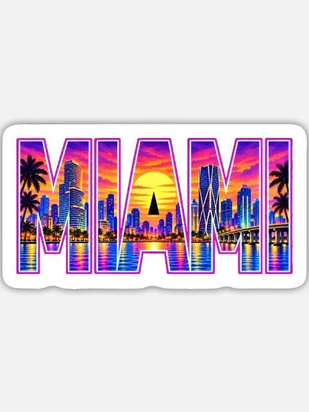 Miami-33cm - Sticker Größe L (20 x 20 cm) - Mattweiß