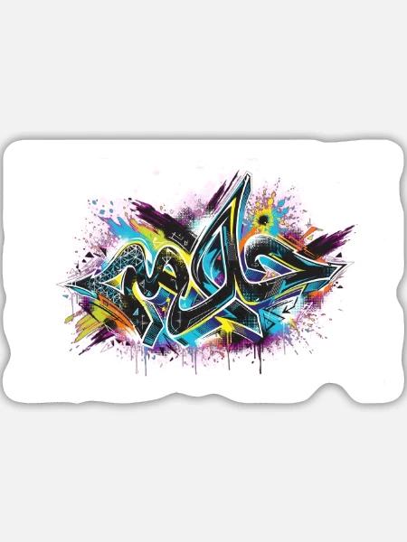 Neon-Graffiti-Explosion - Sticker Größe L (20 x 20 cm) - Mattweiß