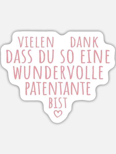 Beste Patentante Herz Dankeschön Tante - Sticker Größe L (20 x 20 cm) - Mattweiß