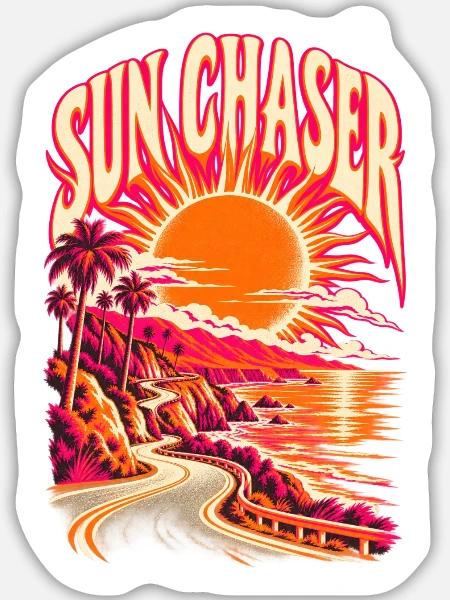 Sun Chaser Retro Sunset - Sticker Größe L (20 x 20 cm) - Mattweiß