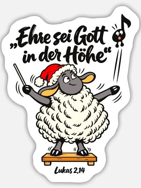Chorleiter Geschenk Dirigent Weihnachten Schaf - Sticker Größe L (20 x 20 cm) - Mattweiß