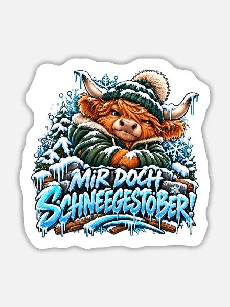 Der grummelige Highland - Sticker Größe L (20 x 20 cm) - Mattweiß