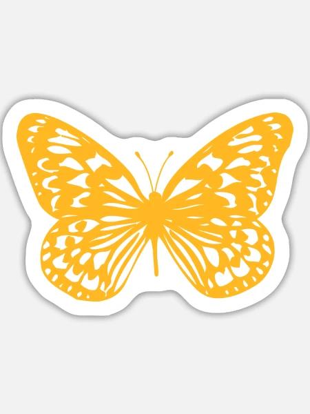 Orangener Schmetterling Silhouette - Sticker Größe L (20 x 20 cm) - Mattweiß