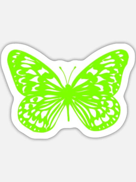 Neongrüner Schmetterling-Umriss - Sticker Größe L (20 x 20 cm) - Mattweiß