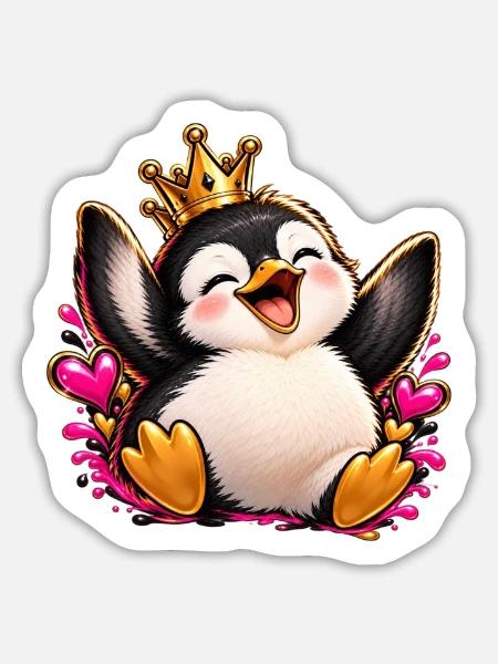 Königspinguin Jubelherz - Sticker Größe L (20 x 20 cm) - Mattweiß