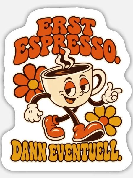 Erst Espresso, Dann Eventuell! - Sticker Größe L (20 x 20 cm) - Mattweiß