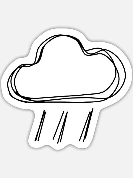 Regenwolke handgezeichnet - Sticker Größe L (20 x 20 cm) - Mattweiß