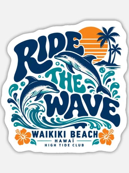 Die Waikiki-Welle surfen - Sticker Größe L (20 x 20 cm) - Mattweiß