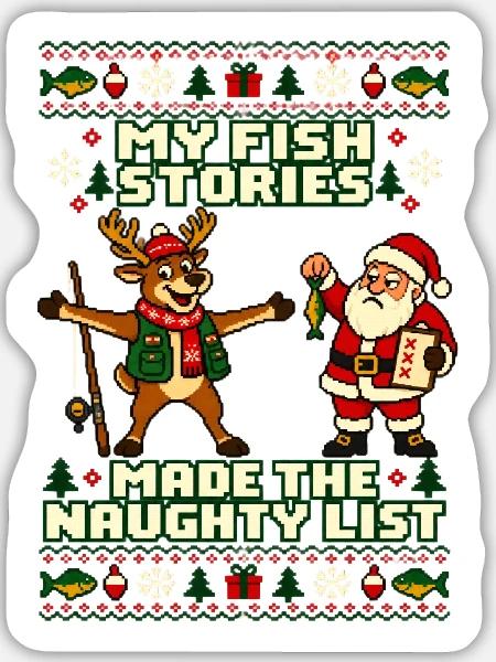 Weihnachten Angler Rentier Humor - Sticker Größe L (20 x 20 cm) - Mattweiß