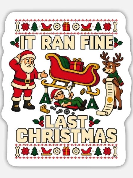 Weihnachten Mechaniker Schrauber - Sticker Größe L (20 x 20 cm) - Mattweiß