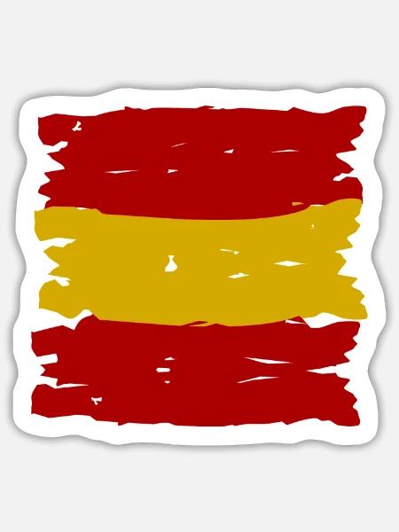 Spanien Flaggenstreifen Pinselkunst - Sticker Größe L (20 x 20 cm) - Mattweiß