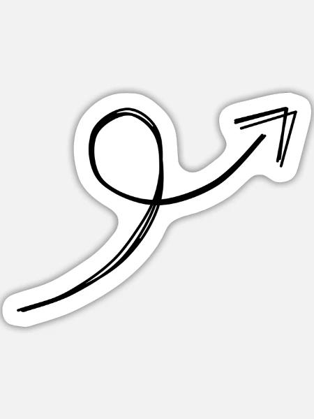 Spiralpfeil handgezeichnet - Sticker Größe L (20 x 20 cm) - Mattweiß