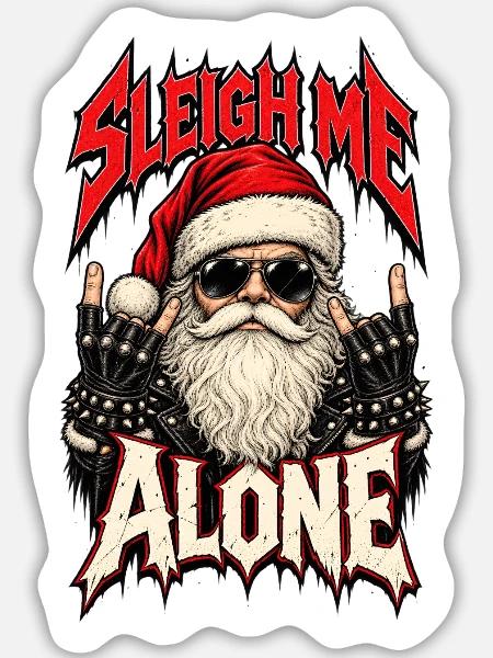 Sleh Me Alone, Santa Rock - Sticker Größe L (20 x 20 cm) - Mattweiß