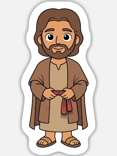 Jesus Cartoon  - Sticker Größe L (20 x 20 cm) - Mattweiß