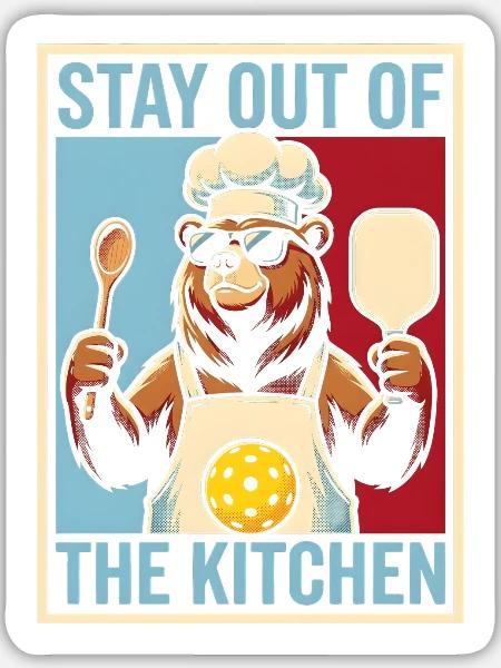 Bleib draußen, Küchenbär-Koch - Sticker Größe L (20 x 20 cm) - Mattweiß