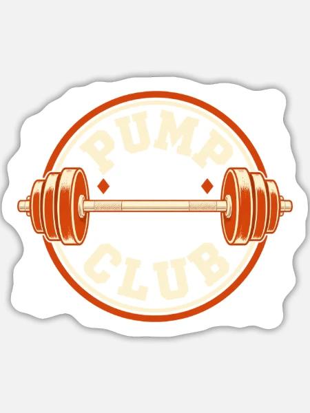 Pump Club – Langhantel Retro-Abzeichen - Sticker Größe L (20 x 20 cm) - Mattweiß