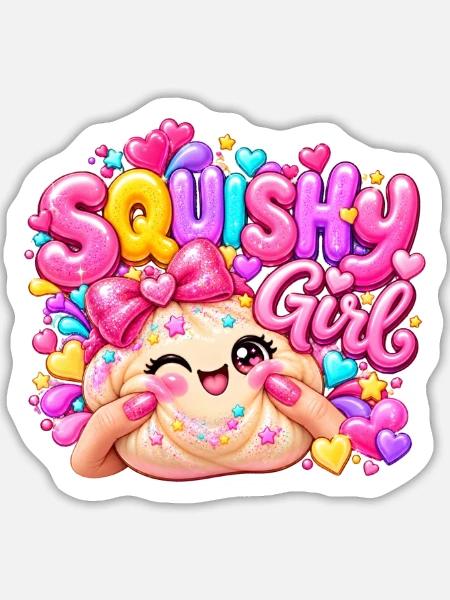 Squishy Girl Glitzerherz - Sticker Größe L (20 x 20 cm) - Mattweiß