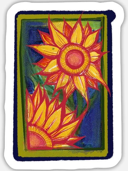 Sonnenblumen-Burst-Rahmen - Sticker Größe L (20 x 20 cm) - Mattweiß