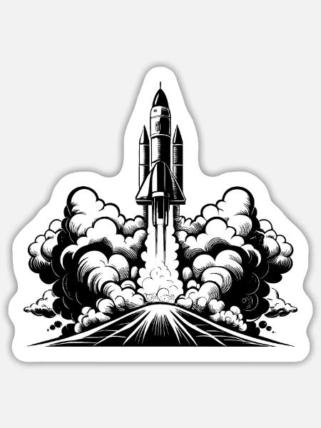 Raketenstart - Sticker Größe L (20 x 20 cm) - Mattweiß