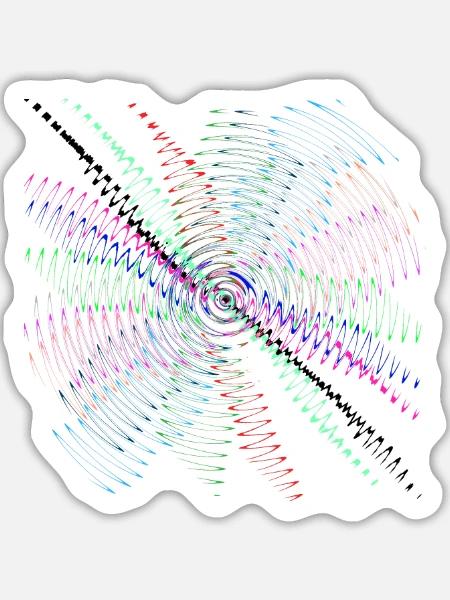 Farbwirbel Spirale auf Schwarz - Sticker Größe L (20 x 20 cm) - Mattweiß