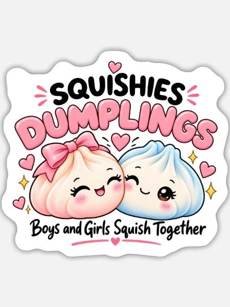 Squishy Dumplings – Boys & Girls - Sticker Größe L (20 x 20 cm) - Mattweiß