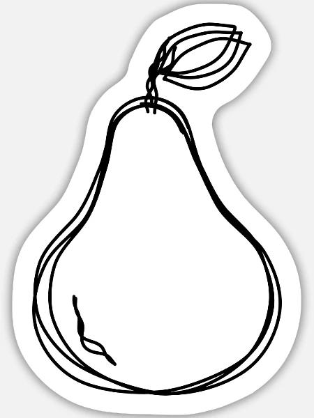 Birne handgezeichnet - Sticker Größe L (20 x 20 cm) - Mattweiß