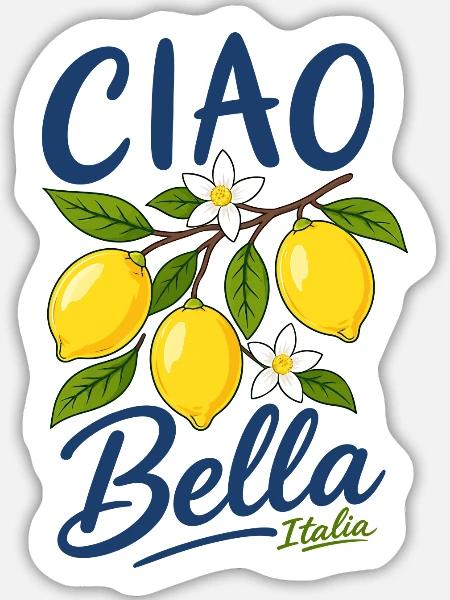 Ciao Bella - Sticker Größe L (20 x 20 cm) - Mattweiß
