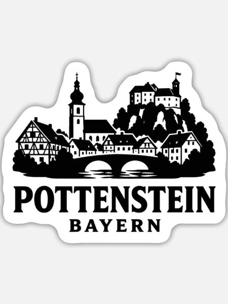 Pottenstein Bayern Silhouette - Sticker Größe L (20 x 20 cm) - Mattweiß