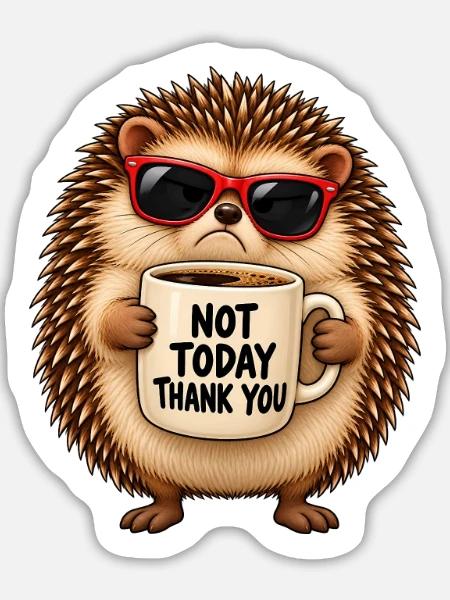 Nicht heute, Kaffeeigel - Sticker Größe L (20 x 20 cm) - Mattweiß