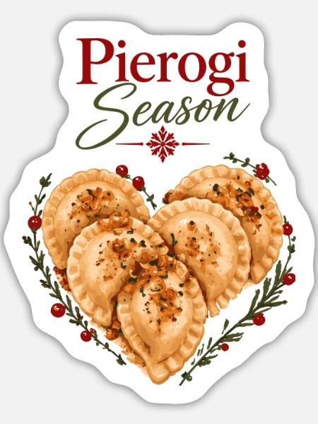 Pierogi-Saison polnisches Weihnachtsessen-Design - Sticker Größe L (20 x 20 cm) - Mattweiß