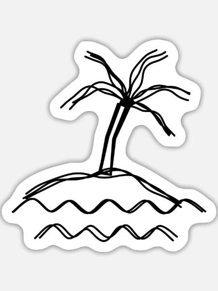 Insel handgezeichnet - Sticker Größe L (20 x 20 cm) - Mattweiß