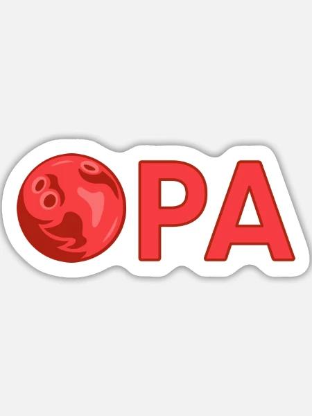 Opa mit Bowlingkugel – Rot - Sticker Größe L (20 x 20 cm) - Mattweiß