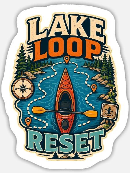 LAKE LOOP RESET - Sticker Größe L (20 x 20 cm) - Mattweiß