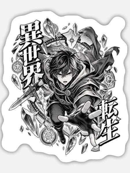 Isekai Kristallheld - Sticker Größe L (20 x 20 cm) - Mattweiß