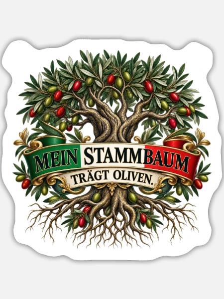 Mein Stammbaum trägt Oliven - Sticker Größe L (20 x 20 cm) - Mattweiß