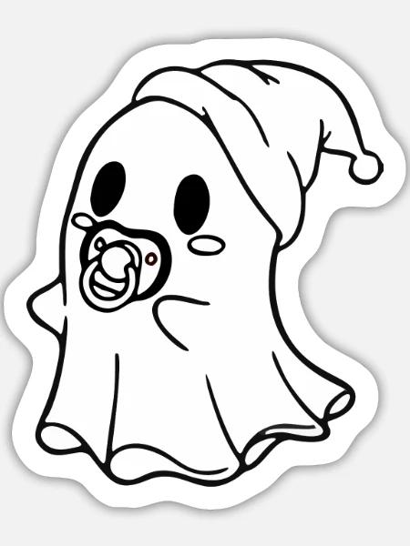 Baby-Geist-Halloween - Sticker Größe L (20 x 20 cm) - Mattweiß