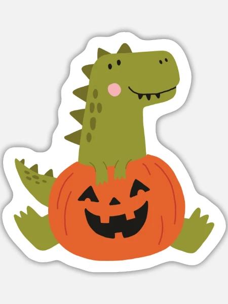 Dinosaurier-Kürbis-Halloween - Sticker Größe L (20 x 20 cm) - Mattweiß